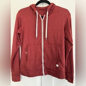 Vuori Halo Performance Full Zip Hoodie - Brick Heather Size small